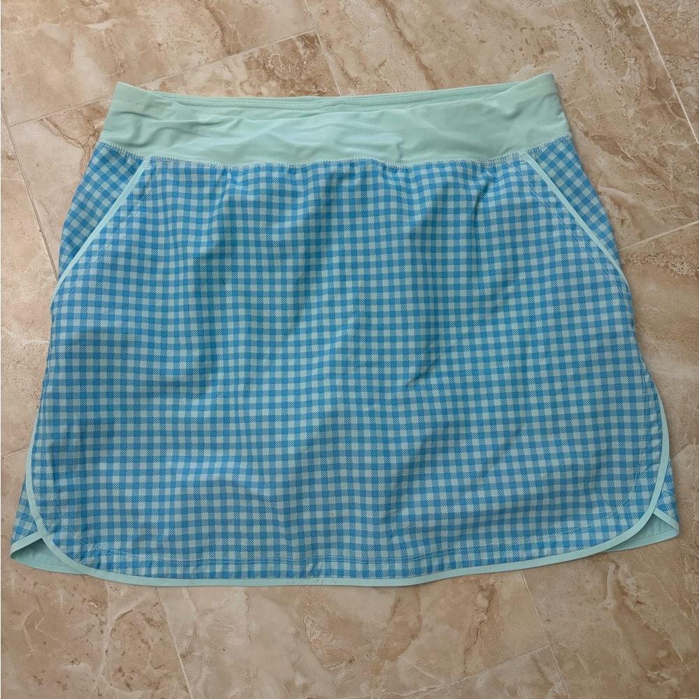 Lands' End Blue and White Gingham Skort